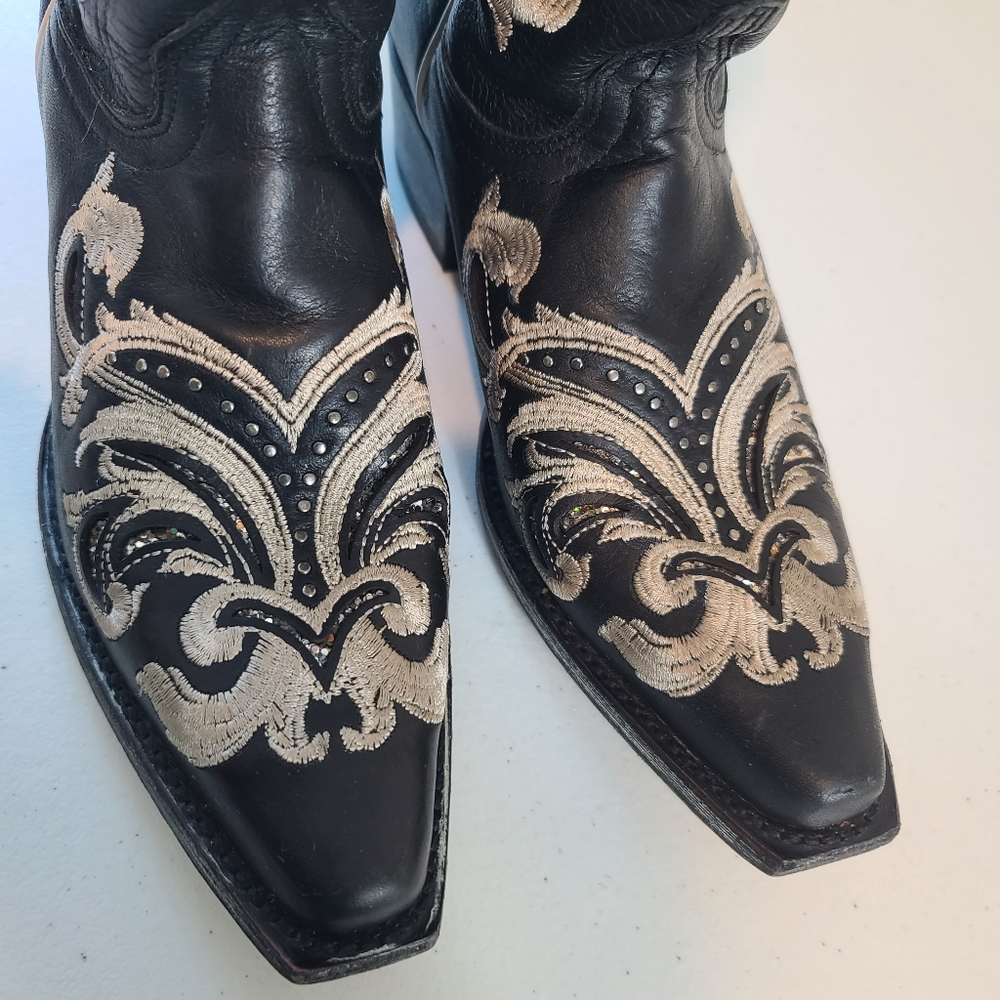 Shyanne Sloan Western Leather Square Toe Embroidered Boots Size 7 - Picture 14 of 14